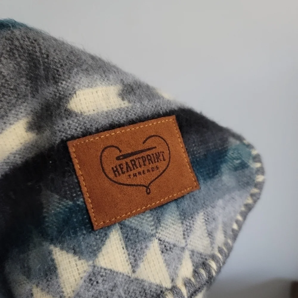 Heartprint Threads‎ Baby Blanket Earthy Southwestern Boho Gray Teal
